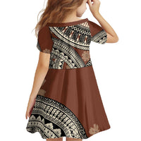 Bula Fiji Classic Masi Tapa Family Matching Off Shoulder Maxi Dress and Hawaiian Shirt Vintage Brown LT7 - Polynesian Pride