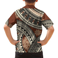 Bula Fiji Classic Masi Tapa Family Matching Summer Maxi Dress and Hawaiian Shirt Vintage Brown LT7 - Polynesian Pride