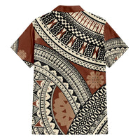 Bula Fiji Classic Masi Tapa Family Matching Tank Maxi Dress and Hawaiian Shirt Vintage Brown LT7 - Polynesian Pride