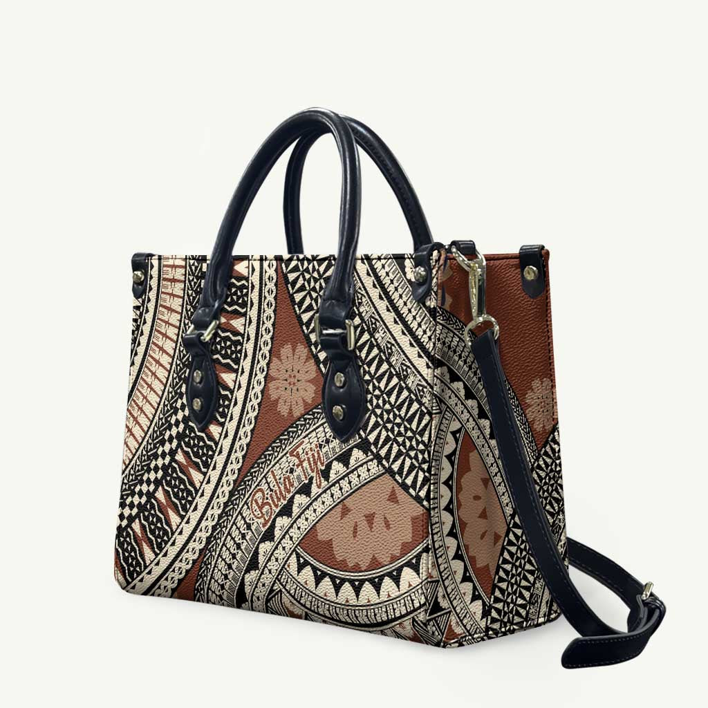 Bula Fiji Classic Masi Tapa Leather Bag Vintage Brown - Polynesian Pride