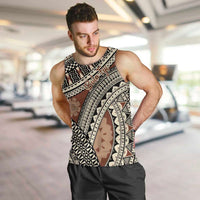 Bula Fiji Classic Masi Tapa Men Tank Top Vintage Brown - Polynesian Pride