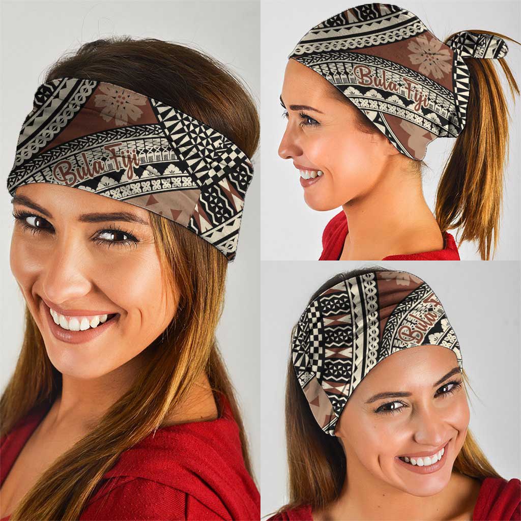 Bula Fiji Classic Masi Tapa Neck Gaiter Vintage Brown - Polynesian Pride