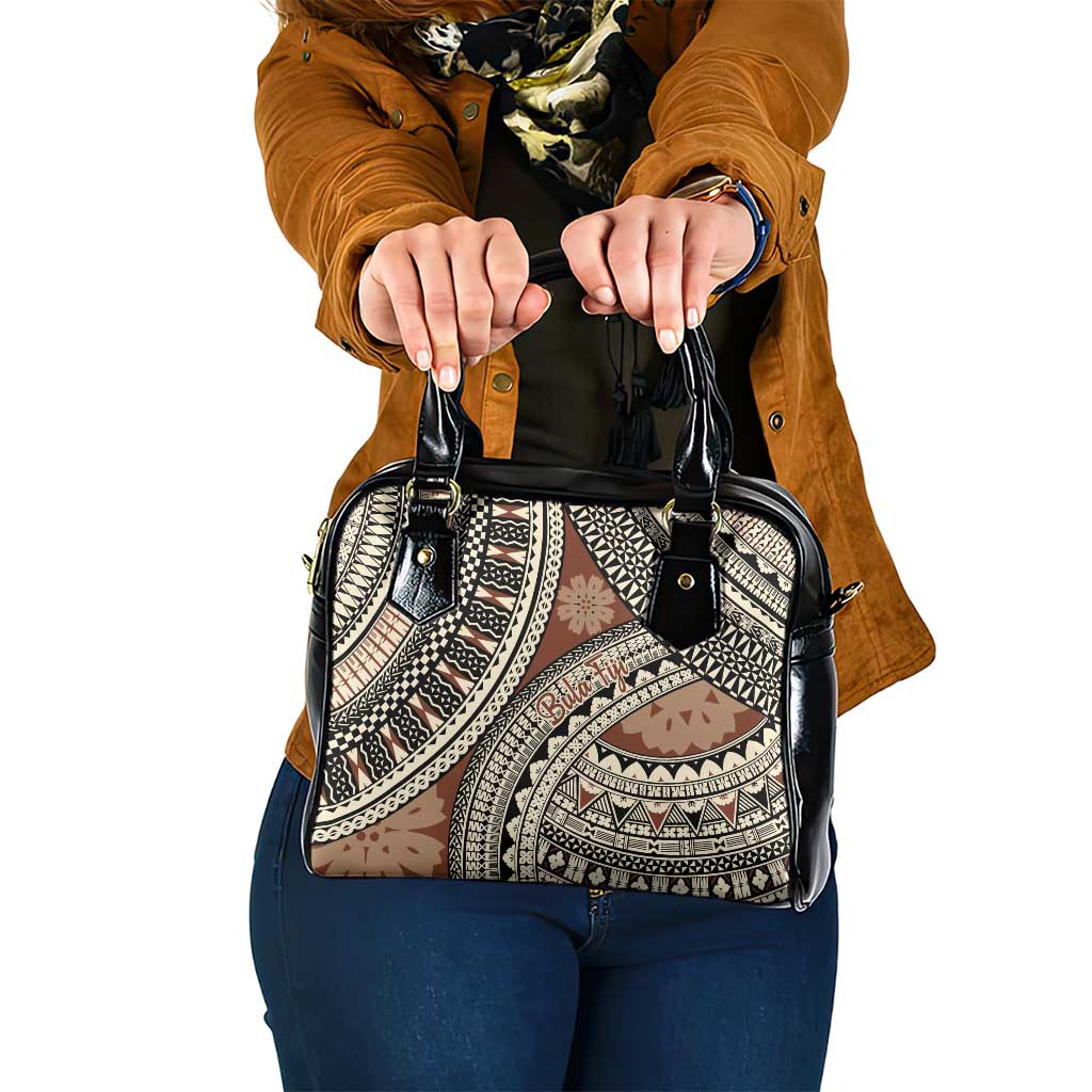 Bula Fiji Classic Masi Tapa Shoulder Handbag Vintage Brown - Polynesian Pride