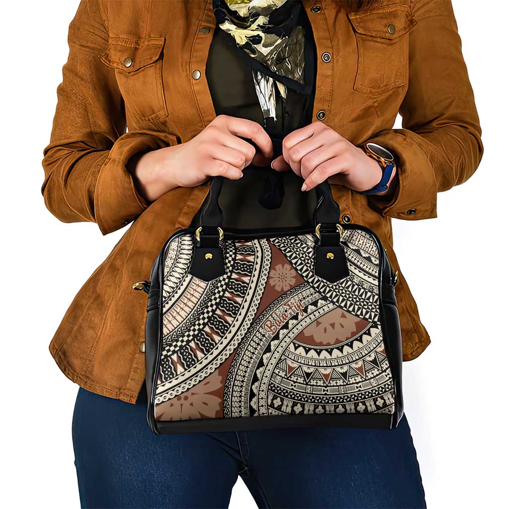 Bula Fiji Classic Masi Tapa Shoulder Handbag Vintage Brown - Polynesian Pride