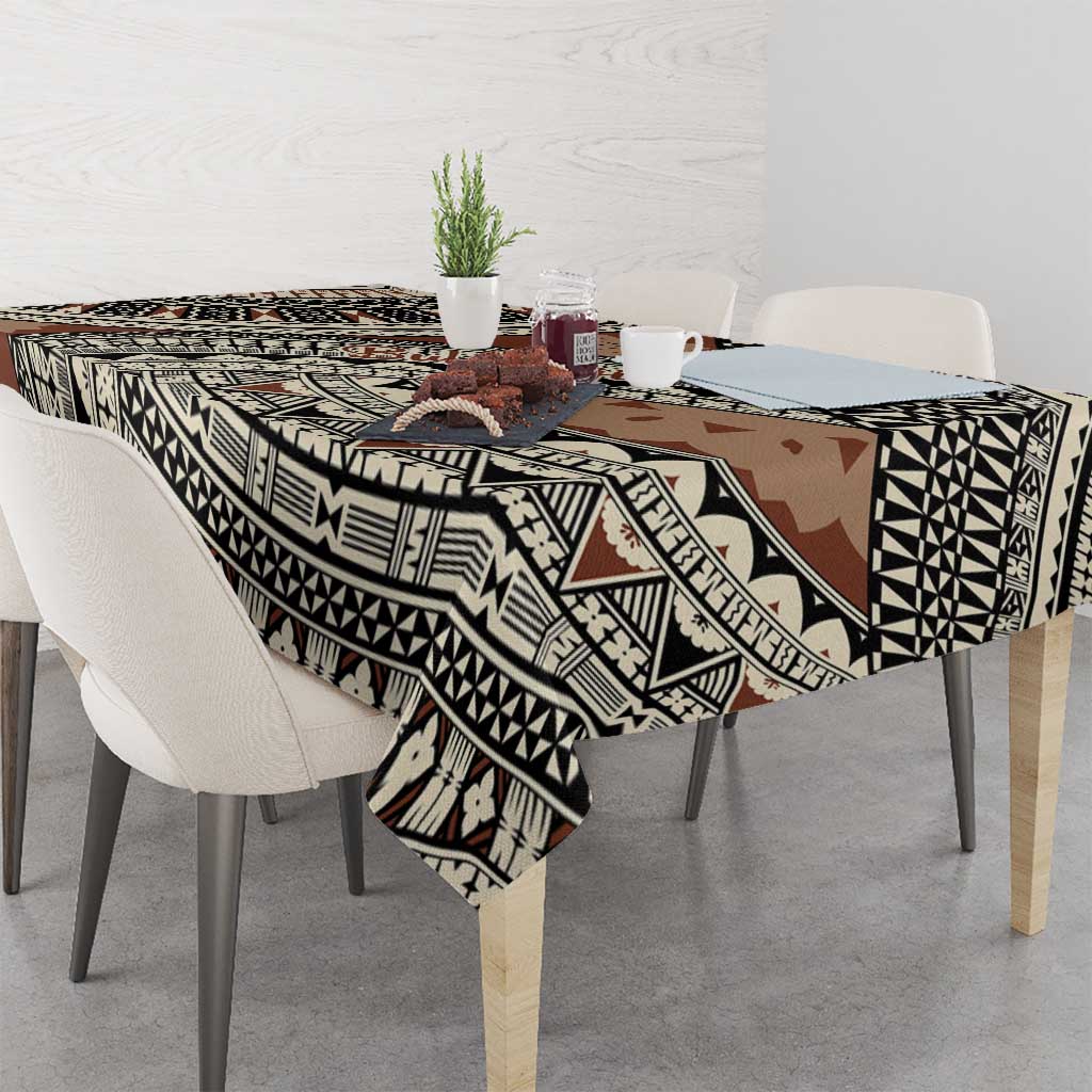 Bula Fiji Classic Masi Tapa Tablecloth Vintage Brown - Polynesian Pride