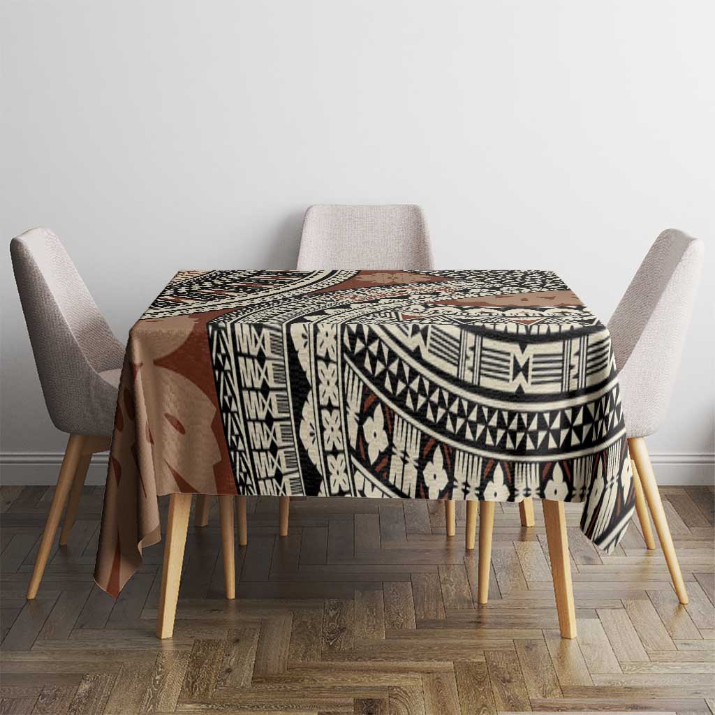Bula Fiji Classic Masi Tapa Tablecloth Vintage Brown - Polynesian Pride