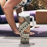 Bula Fiji Classic Masi Tapa Tumbler With Handle Vintage Brown - Polynesian Pride