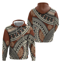 Bula Fiji Classic Masi Tapa Zip Hoodie Vintage Brown - Polynesian Pride