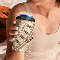 Bula Fiji Classic Masi Tapa 4 in 1 Can Cooler Tumbler Vintage Beige - Polynesian Pride