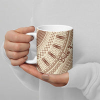 Bula Fiji Classic Masi Tapa Ceramic Mug Vintage Beige - Polynesian Pride