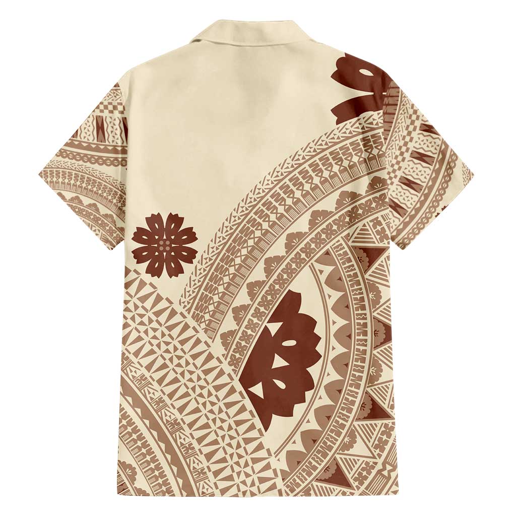 Bula Fiji Classic Masi Tapa Family Matching Long Sleeve Bodycon Dress and Hawaiian Shirt Vintage Beige LT7 - Polynesian Pride