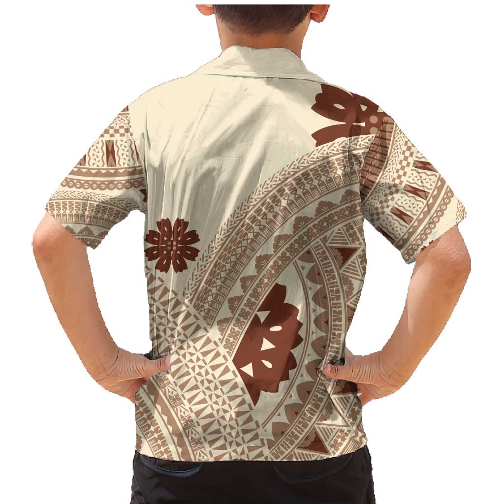 Bula Fiji Classic Masi Tapa Family Matching Mermaid Dress and Hawaiian Shirt Vintage Beige LT7 - Polynesian Pride