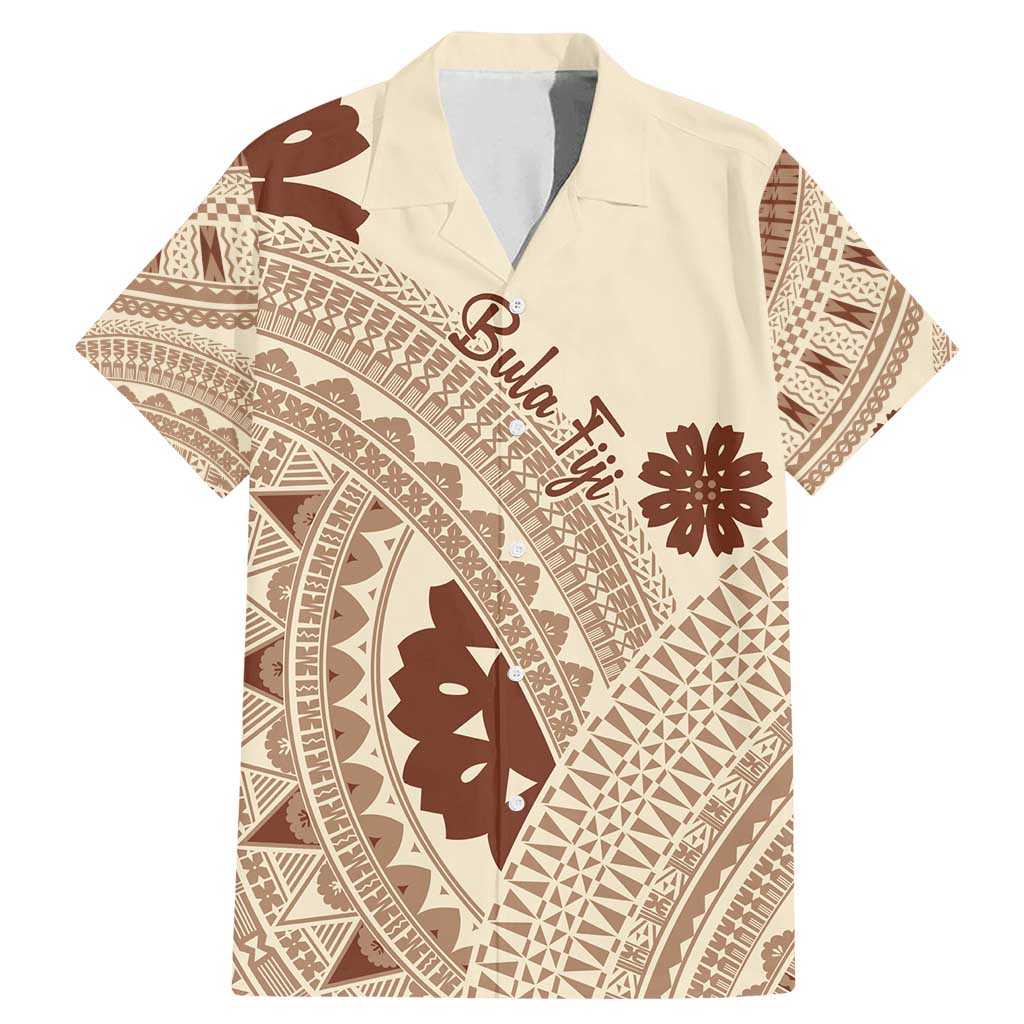 Bula Fiji Classic Masi Tapa Family Matching Mermaid Dress and Hawaiian Shirt Vintage Beige LT7 Dad's Shirt - Short Sleeve Beige - Polynesian Pride