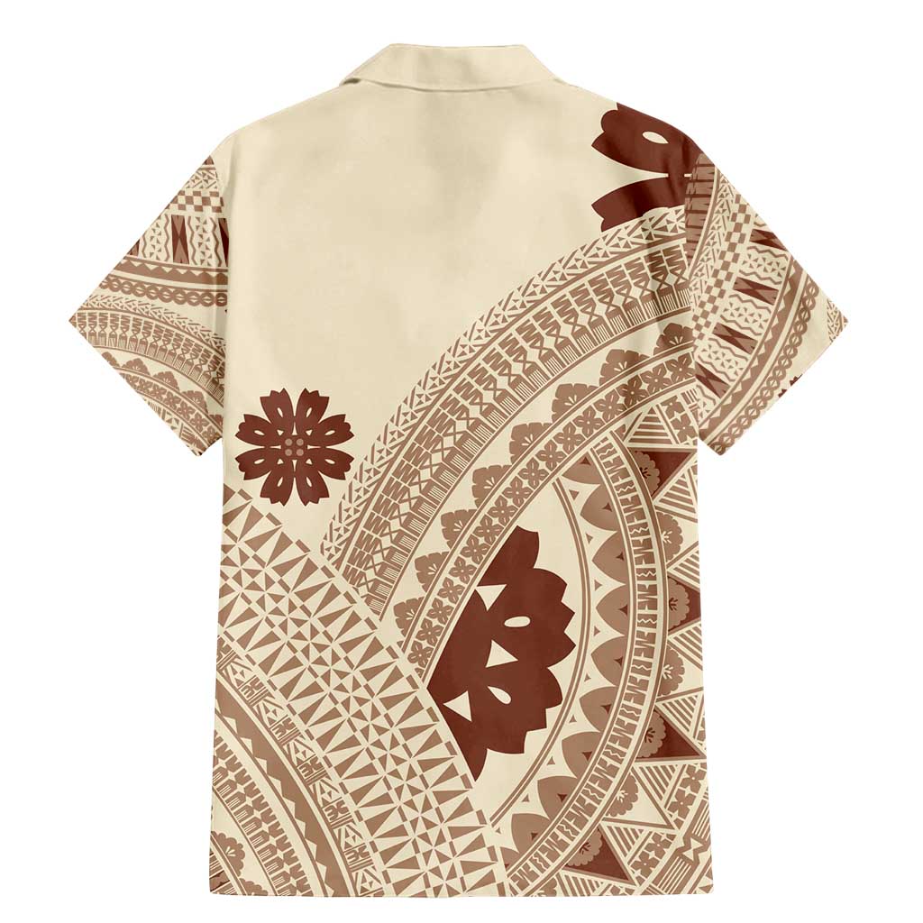 Bula Fiji Classic Masi Tapa Family Matching Mermaid Dress and Hawaiian Shirt Vintage Beige LT7 - Polynesian Pride