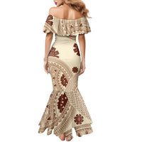 Bula Fiji Classic Masi Tapa Family Matching Mermaid Dress and Hawaiian Shirt Vintage Beige LT7 - Polynesian Pride