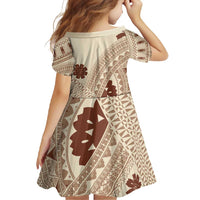 Bula Fiji Classic Masi Tapa Family Matching Off Shoulder Maxi Dress and Hawaiian Shirt Vintage Beige LT7 - Polynesian Pride