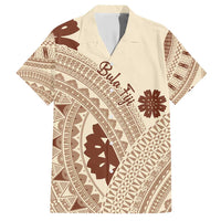 Bula Fiji Classic Masi Tapa Family Matching Short Sleeve Bodycon Dress and Hawaiian Shirt Vintage Beige LT7 Dad's Shirt - Short Sleeve Beige - Polynesian Pride