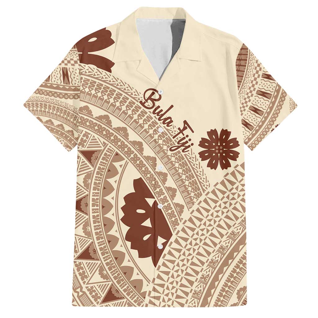 Bula Fiji Classic Masi Tapa Family Matching Summer Maxi Dress and Hawaiian Shirt Vintage Beige LT7 Dad's Shirt - Short Sleeve Beige - Polynesian Pride