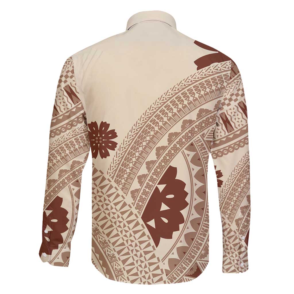Bula Fiji Classic Masi Tapa Family Matching Tank Maxi Dress and Hawaiian Shirt Vintage Beige LT7 - Polynesian Pride