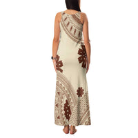 Bula Fiji Classic Masi Tapa Family Matching Tank Maxi Dress and Hawaiian Shirt Vintage Beige LT7 - Polynesian Pride