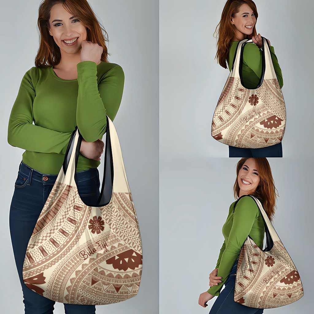 Bula Fiji Classic Masi Tapa Grocery Bag Vintage Beige - Polynesian Pride