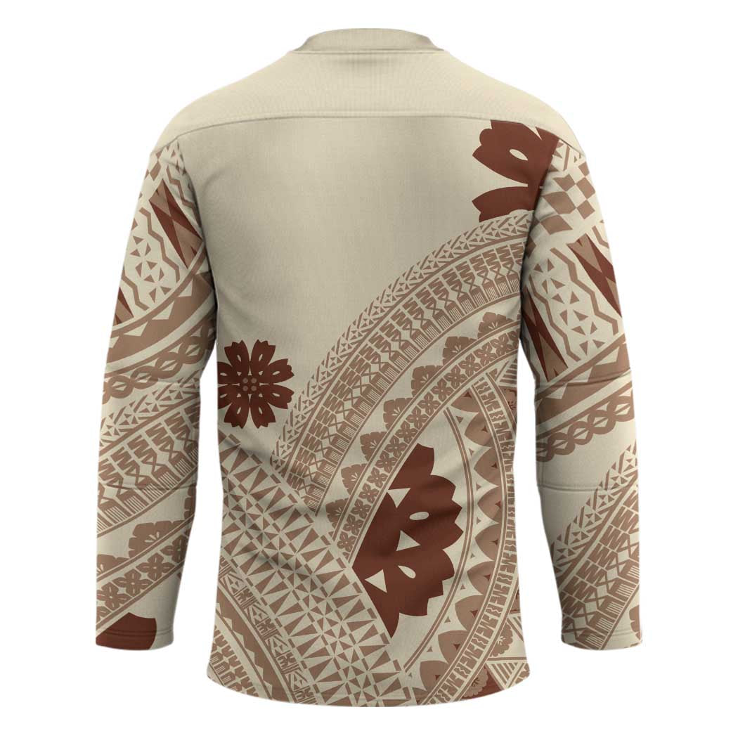 Bula Fiji Classic Masi Tapa Hockey Jersey Vintage Beige - Polynesian Pride