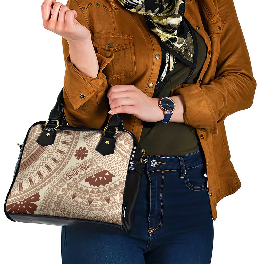 Bula Fiji Classic Masi Tapa Shoulder Handbag Vintage Beige - Polynesian Pride