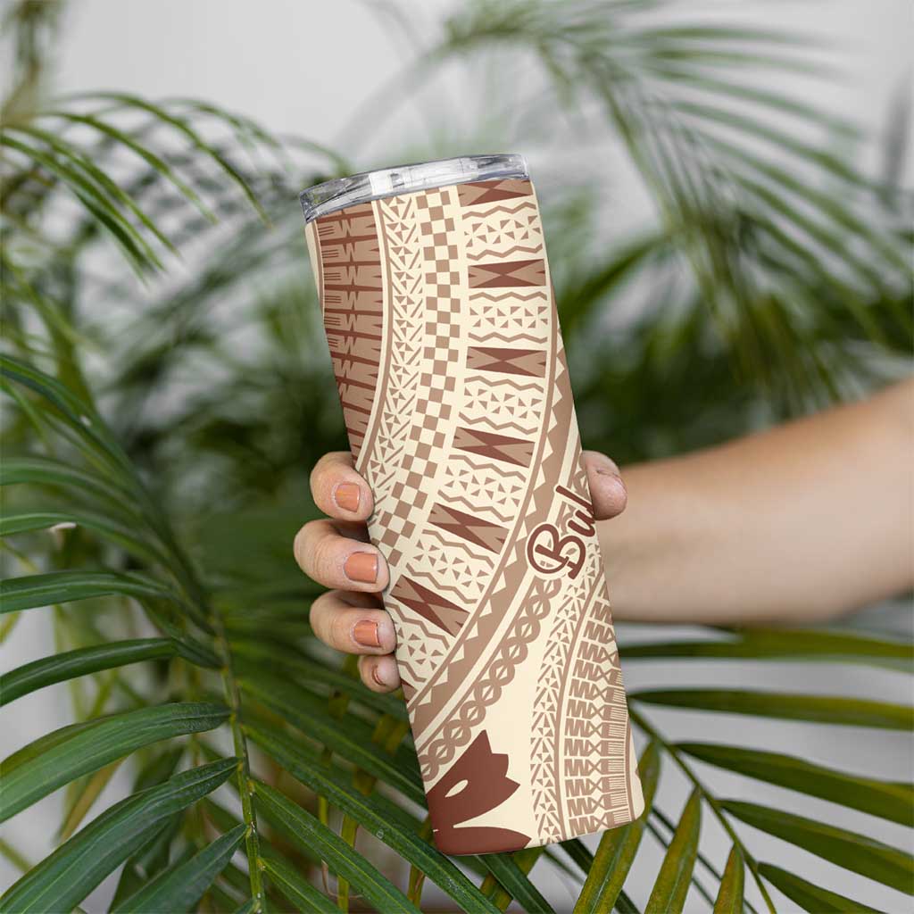 Bula Fiji Classic Masi Tapa Skinny Tumbler Vintage Beige - Polynesian Pride