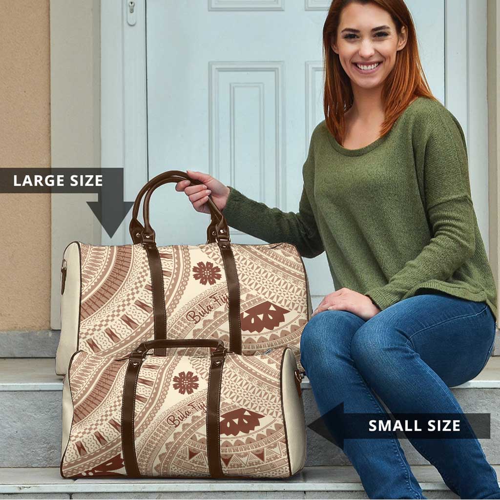 Bula Fiji Classic Masi Tapa Travel Bag Vintage Beige - Polynesian Pride