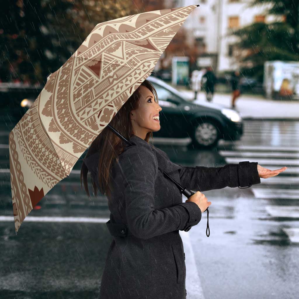 Bula Fiji Classic Masi Tapa Umbrella Vintage Beige - Polynesian Pride