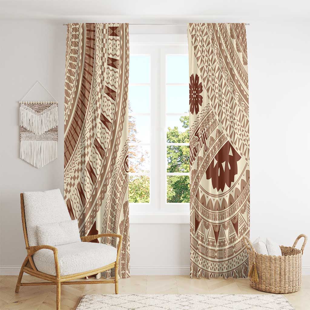 Bula Fiji Classic Masi Tapa Window Curtain Vintage Beige - Polynesian Pride