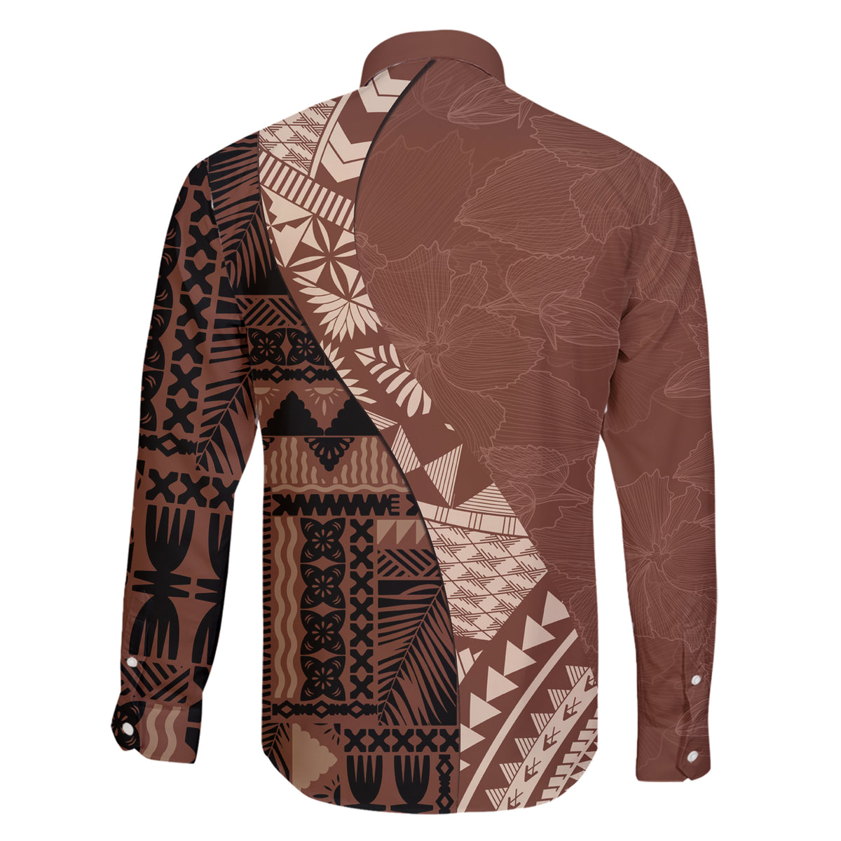 Bula Fiji Family Matching Short Sleeve Bodycon Dress and Hawaiian Shirt Tribal Masi Tapa - Brown LT7 - Polynesian Pride