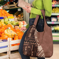 Bula Fiji Grocery Bag Tribal Masi Tapa - Brown
