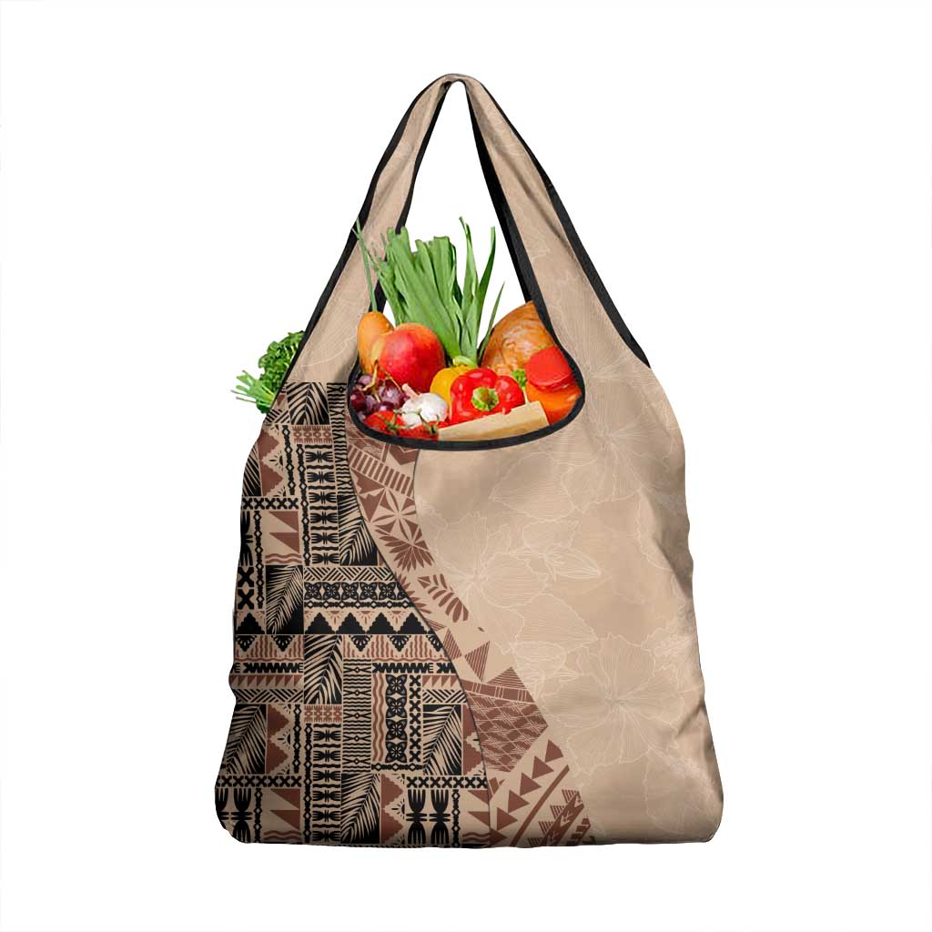 Bula Fiji Grocery Bag Tribal Masi Tapa - Beige