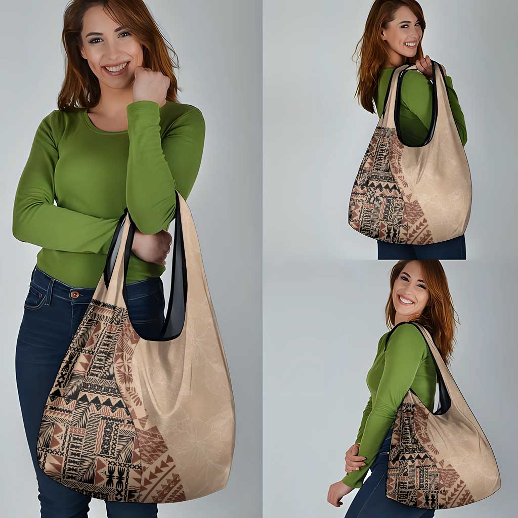 Bula Fiji Grocery Bag Tribal Masi Tapa - Beige