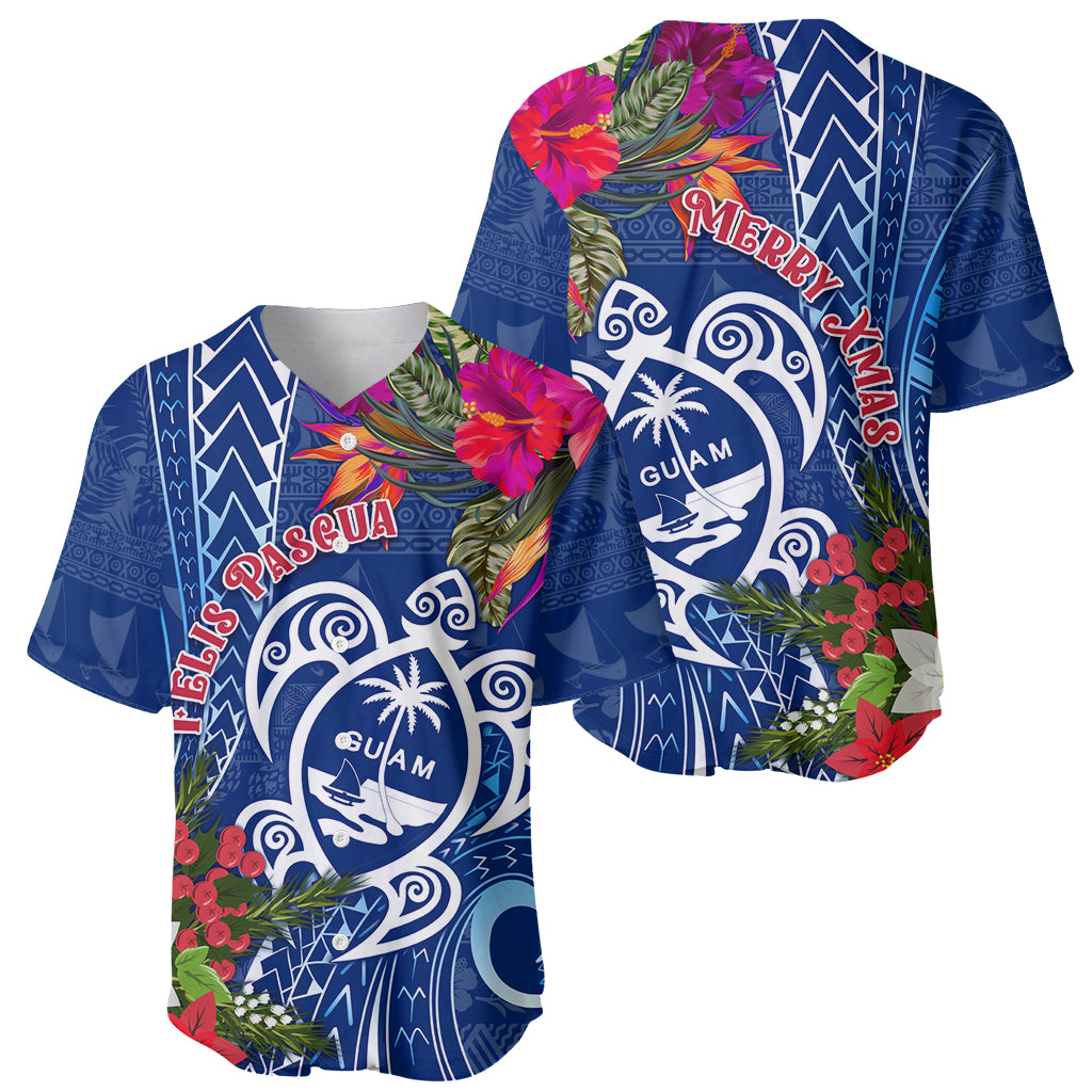 Guam Christmas Baseball Jersey Turtle Mix Tapa Felis Pasgua LT7 - Polynesian Pride