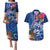 Guam Christmas Couples Matching Puletasi Dress and Hawaiian Shirt Turtle Mix Tapa Felis Pasgua LT7 Blue - Polynesian Pride