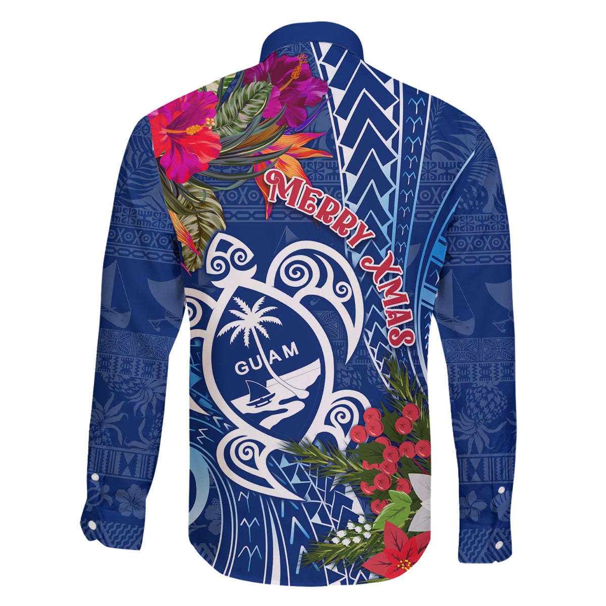 Guam Christmas Family Matching Off Shoulder Long Sleeve Dress and Hawaiian Shirt Turtle Mix Tapa Felis Pasgua LT7 - Polynesian Pride