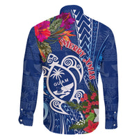 Guam Christmas Family Matching Off Shoulder Short Dress and Hawaiian Shirt Turtle Mix Tapa Felis Pasgua LT7 - Polynesian Pride