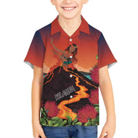 Hawaii Kilauea Volcano Family Matching Long Sleeve Bodycon Dress and Hawaiian Shirt Pele Goddess LT7 Son's Shirt Colorful - Polynesian Pride