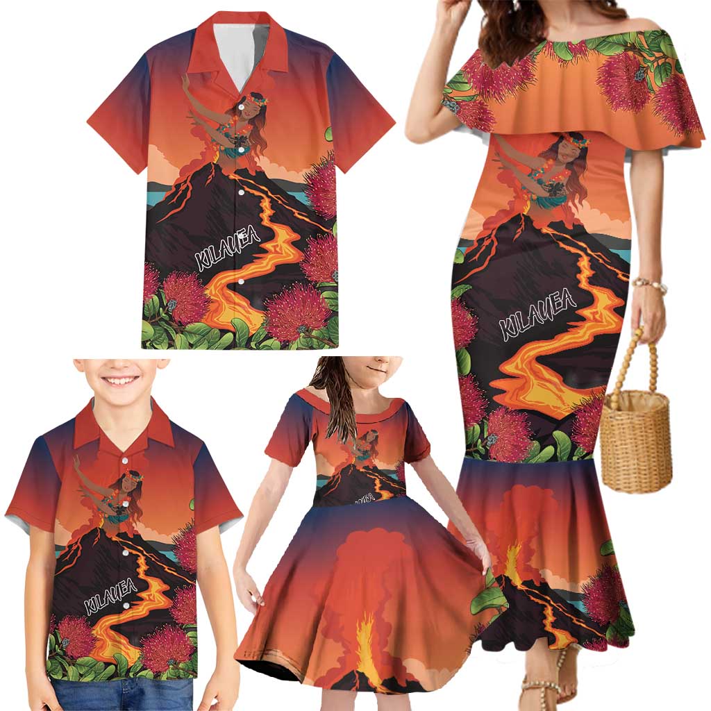 Hawaii Kilauea Volcano Family Matching Mermaid Dress and Hawaiian Shirt Pele Goddess LT7 - Polynesian Pride