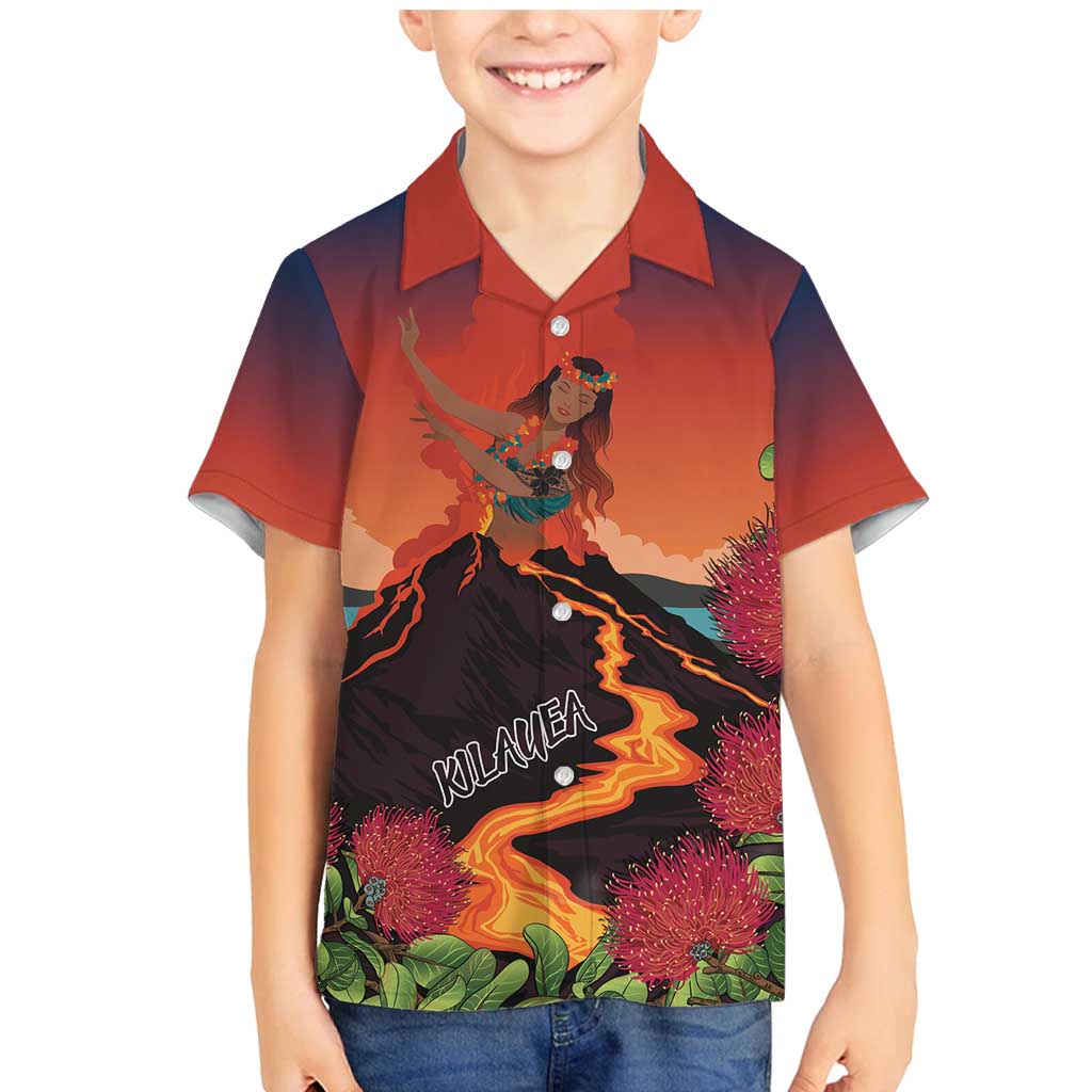 Hawaii Kilauea Volcano Family Matching Mermaid Dress and Hawaiian Shirt Pele Goddess LT7 Son's Shirt Colorful - Polynesian Pride