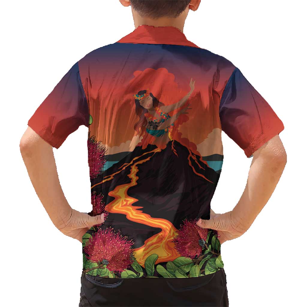Hawaii Kilauea Volcano Family Matching Short Sleeve Bodycon Dress and Hawaiian Shirt Pele Goddess LT7 - Polynesian Pride