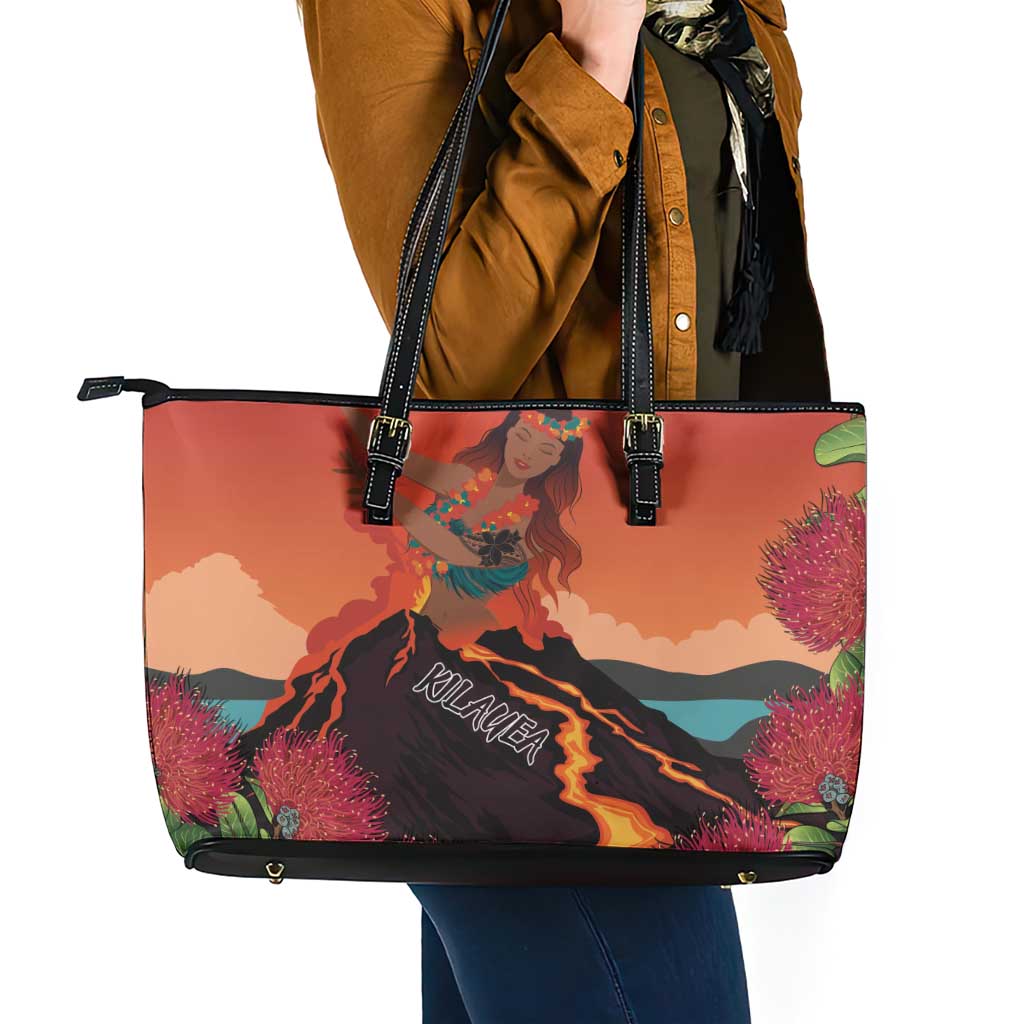 Hawaii Kilauea Volcano Leather Tote Bag Pele Goddess