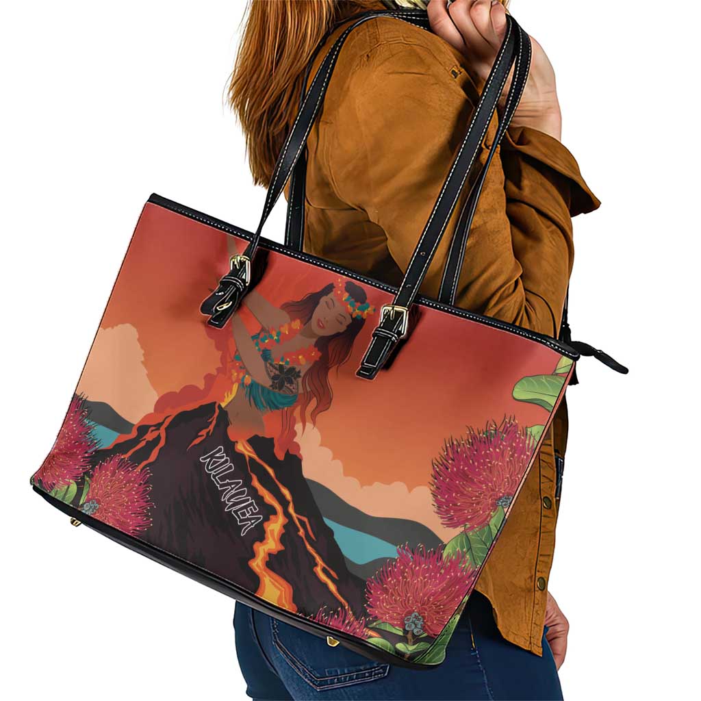 Hawaii Kilauea Volcano Leather Tote Bag Pele Goddess