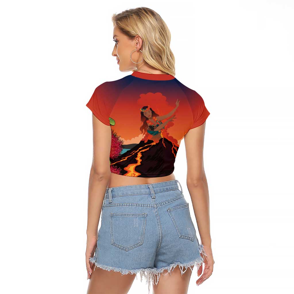 Hawaii Kilauea Volcano Raglan Cropped T Shirt Pele Goddess