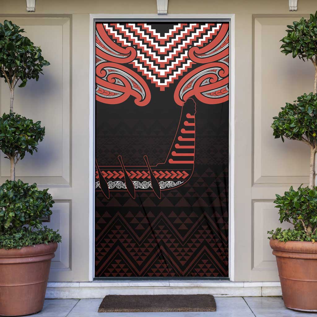 Maori Waitangi Door Cover Kotahitanga Poutama Mix Whakairo LT7 Black - Polynesian Pride