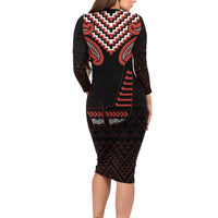 Maori Waitangi Family Matching Long Sleeve Bodycon Dress and Hawaiian Shirt Kotahitanga Poutama Mix Whakairo LT7 - Polynesian Pride