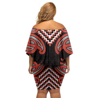 Maori Waitangi Family Matching Off Shoulder Short Dress and Hawaiian Shirt Kotahitanga Poutama Mix Whakairo LT7 - Polynesian Pride