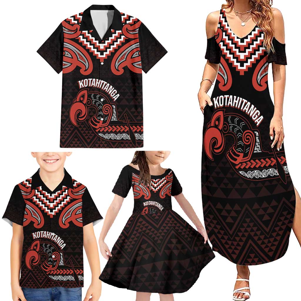 Maori Waitangi Family Matching Summer Maxi Dress and Hawaiian Shirt Kotahitanga Poutama Mix Whakairo LT7 - Polynesian Pride